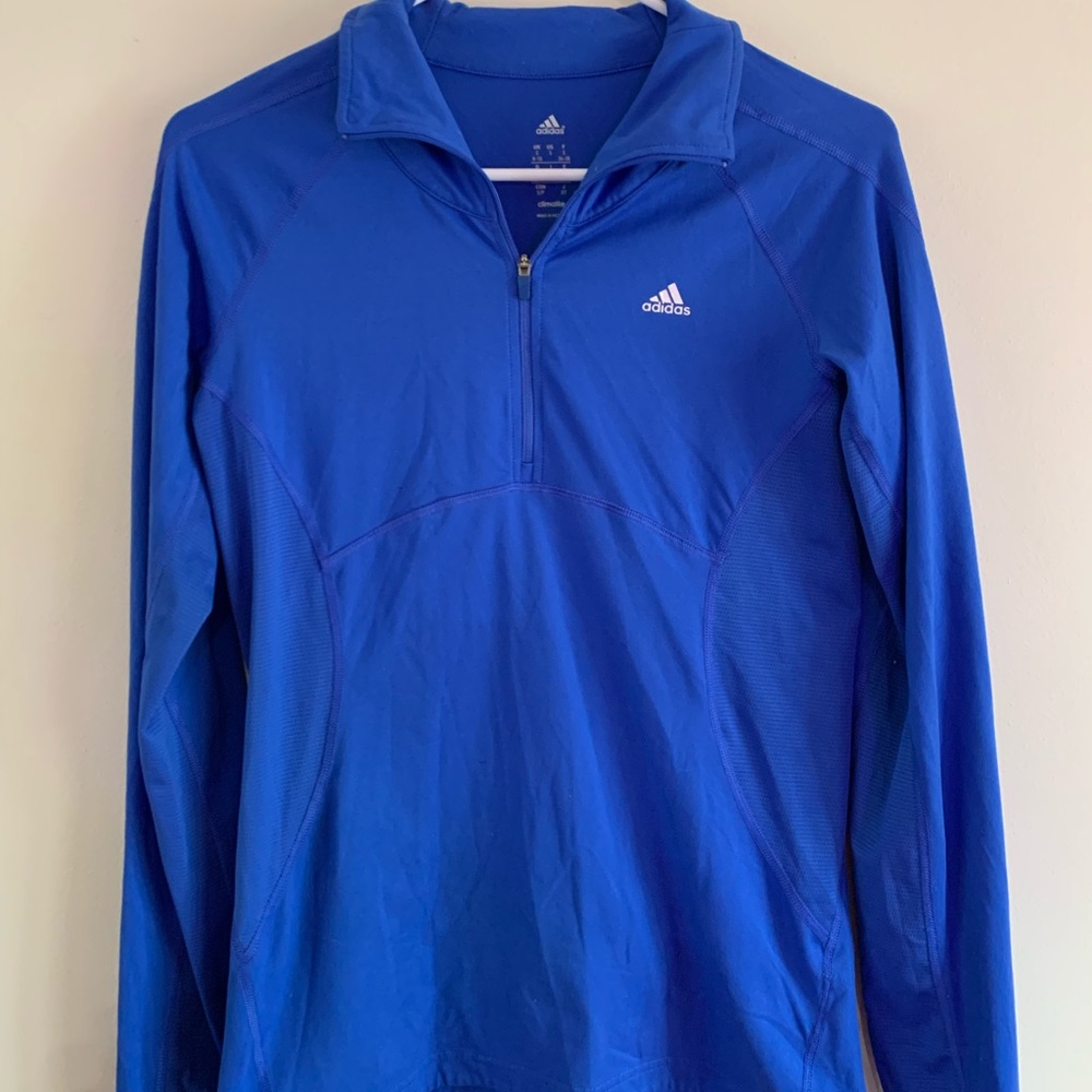 Small adidas blue half zip activewear shirt